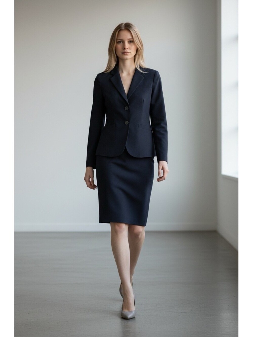 Calvin Klein Black Skirt Suit Blazer Size 8P Skirt Size 12P Business Work